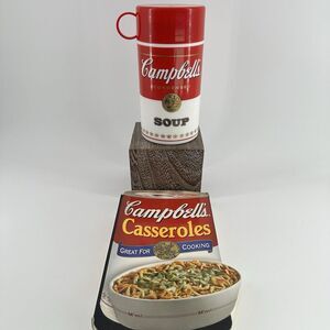 Vintage 1998 Campbells Soup Thermos HOT/COLD With Lid Cup USA With Recipe‎ Book